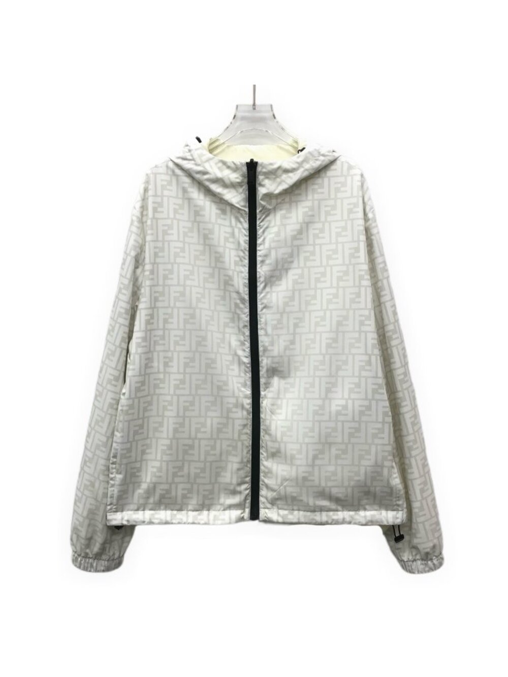 Fendi 2025 Ivory FF Monogram Reversible Hooded Zip Jacket
